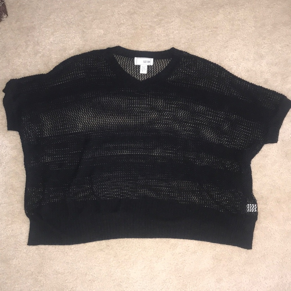 Joan Vass Black Mesh Top - Plus Size